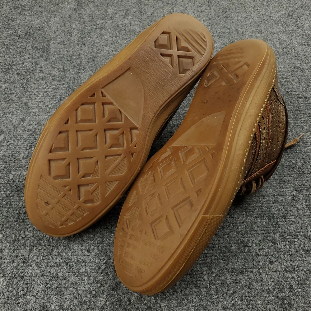 Burberry Leather Sneakers Mens 44 10.5 Cognac Brown Vintage Y2K Preppy Two Tone - Picture 9 of 16